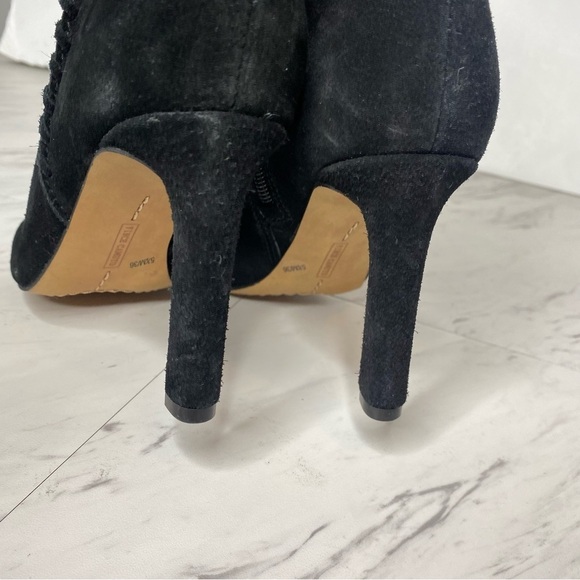 Vince Camuto Sashane Open Toe Black Suede Boot 5.5 - Picture 9 of 15